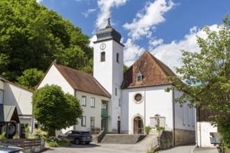 Church of the Sacred Heart of Jesus in the rock village of Tüchersfeld in Franconian Switzerland,