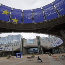 Entrance to the Altiero Spinelli Building, Modern Building Complex of the European Parliament,