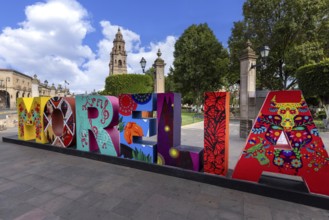 Mexico, Morelia, popular tourist destination Morelia Cathedral on Plaza de Armas in historic center
