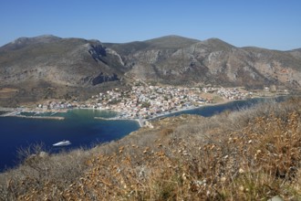Coastal town of Gefyra, near the rock of Monemvasia, Monemvassia, Monemwassia, Monembasia, in the