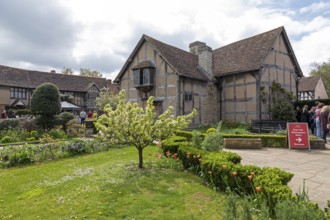 Birthplace of William Shakespeare, view from behind, Stratford-upon-Avon, Warwickshire, England,