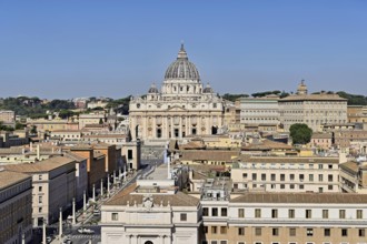View from Castel Sant'Angelo to the Cathedral, St Peter's, St Peter's Basilica, Vatican Square,