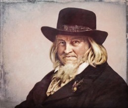 August Heinrich Hoffmann, Hoffmann von Fallersleben, 1798 –1874, German poet, digital edited