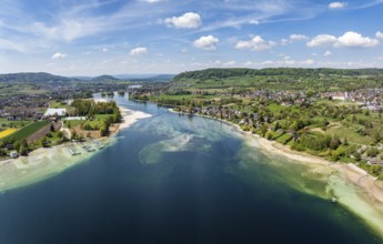 Aerial view of Lake Constance, Untersee, also known as Lake Rhine, which flows into the Rhine at