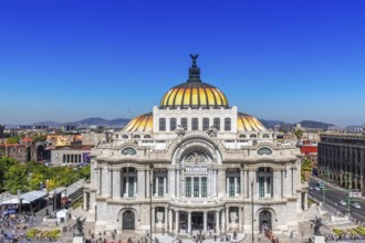 Mexico City, Mexico-2 August, 2019: Landmark Palace of Fine Arts (Palacio de Bellas Artes) in