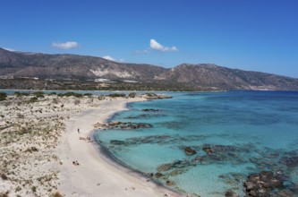 Drone shot, Elafonissi beach, south-west Crete, Crete, Greece