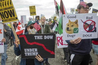 Detroit, Michigan - Labor organizations protest President Trump's 'war on working people' with a