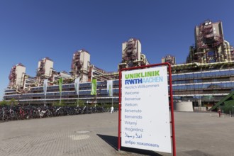 University Hospital RWTH Aachen, Welcome board in several languages, University Hospital, Aachen,