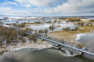 Aerial view, drone photo: Europabrücke Bienenwerder, also Europabrücke Neurüdnitz-Siekierki with