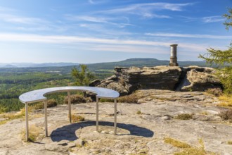 Triangulation column on the Großer Zschirnstein, in the background the Großer Schneeberg,