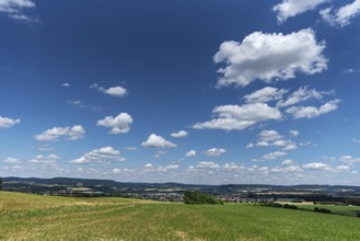 View of Franconian Switzerland, below Markt Eckental, Middle Franconia, Bavaria, Germany