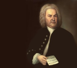 Johann Sebastian Bach, 1685, 1750, German composer, digital edited according to a painting by Elias
