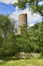 German castle ruin called Strahlenburg in Odenwald forest in Schriesheim city