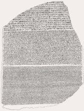 The Rosetta Stone, a stele with hieroglyphic and Demotic and Ancient Greek