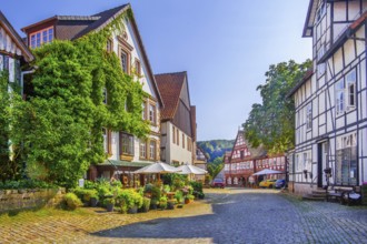 Half-timbered houses in the centre of the old town, Schwalenberg, artists' and painters' town,