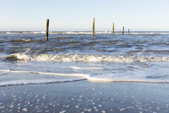 Waves on the north beach of Norderney, Lower Saxony, Germany