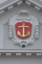 City coat of arms, red coat of arms with golden anchor, golden, social welfare office, town hall,