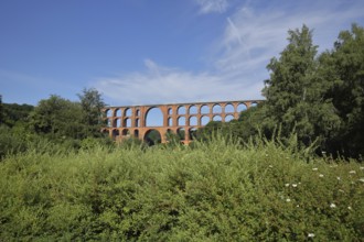 Historic Göltzschtal Bridge with bricks, bricks, viaduct, railway bridge, arch bridge, Mylau,