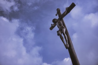 Summit cross, Seceda, Val Gardena, Trentino, South Tyrol, Italy