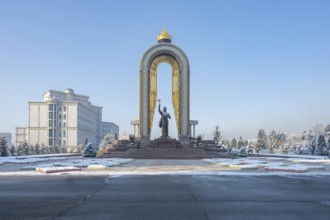 Statue of Ismail Samani, Ismoili Somoni, Dushanbe, Tajikistan, Central Asia