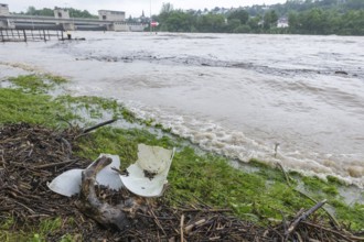 Symbolic image extreme weather, global warming, climate change, environmental pollution, plastic