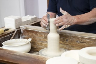Making of pottery at the Meissen Porcelain Manufactory, Meissen, Saxony, Germany
