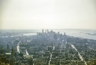 View from the Empire State Building to the skyscraper of Lower Manhattan, New York, NY State, USA