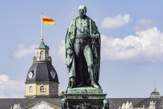 Grand Duke Karl Friedrich Monument. Karlsruhe Palace, former residence of the Margraves and Grand