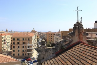 City of Palermo, view from the Campanile di San Giuseppe Cafasso to the cross of the Chiesa San
