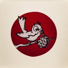 Banksy - Bird and Grenade, 2sweet bird with grenade in its beak, 002, exhibition The World of