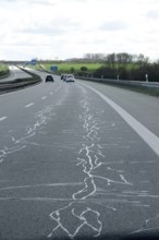 Repaired carriageway, symbolic image of infrastructure, Germany