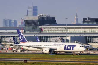 LOT Polish Airlines Boeing 787-9 Dreamliner aircraft with registration SP-LSD at the airport in