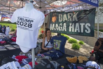 Warren, Michigan USA - 29 April 2025 - A t-shirt on sale outside a President Donald Trump rally