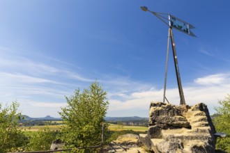 On the Kaiserkrone with panoramic view, Reinhardtsdorf-Schöna, Saxon Switzerland, Saxony, Germany