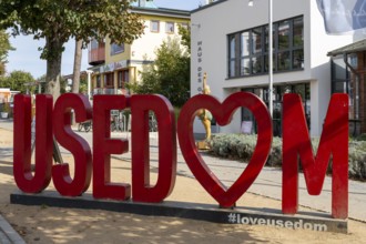 Large letters form sign USEDOM, Baltic resort Zinnowitz, Usedom Island, Baltic Sea,