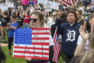 Detroit, Michigan USA - 14 June 2025 - Thousands gathered for a 'No Kings' rally, protesting