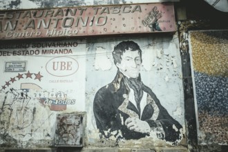 Mural with portrait of Simon Bolivar in Petare, Caracas, Venezuela