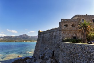View of the sea and the coast from the fortress, Algajola, Haute-Corse, Balagne, North Coast,