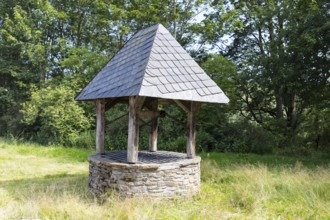 Covered fountain in the former monastery in Grünhain, Grünhain-Beierfeld, Erzgebirge, Saxony,