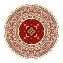 Traditional Polish embroidery round symbol, vector template. Isolated objects over white background