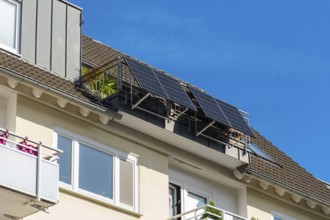 Balcony power station on a balcony of an attic flat in Düsseldorf, Germany
