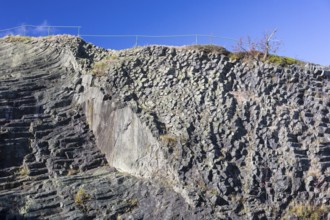Exposed basalt columns from volcanic times, Hirtstein, Marienberg, Erzgebirge, Saxony, Germany