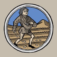 Sowing the seed, Woodcut, Augsburg, Germany, 1480, digitally restored