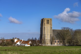 The church of St. Quintinuskerk in Oostkerke, Damme, West Flanders, Belgium