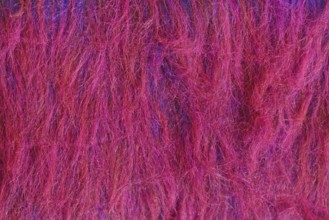 Close up of bright red and purple synthetic fake fur
