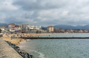 Summer in the Grande Plage in Saint Jean de Luz, holidays in the south of France, French Basque