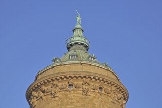 Top of the water tower built in 1889 with Amphitrite, Aphrodite, figure, landmark, detail,