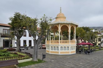 Plaza de la constitución with gastronomic pavilion, in the historic old town, La Orotava, North