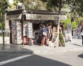 Typical street corner newsagent booth, Seville, Spain