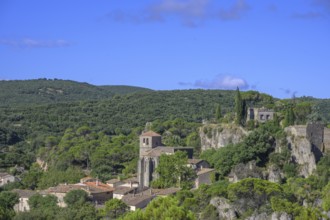 View of the village of Mourèze, Département Hérault, France